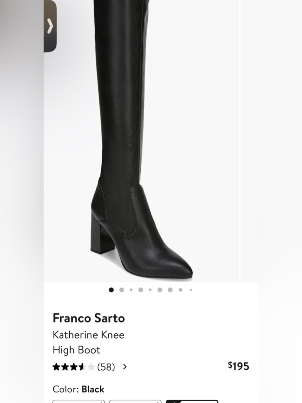 Franco Sarto Katherine Knee High Block Heel Boots, black leather - Picture 2 of 9